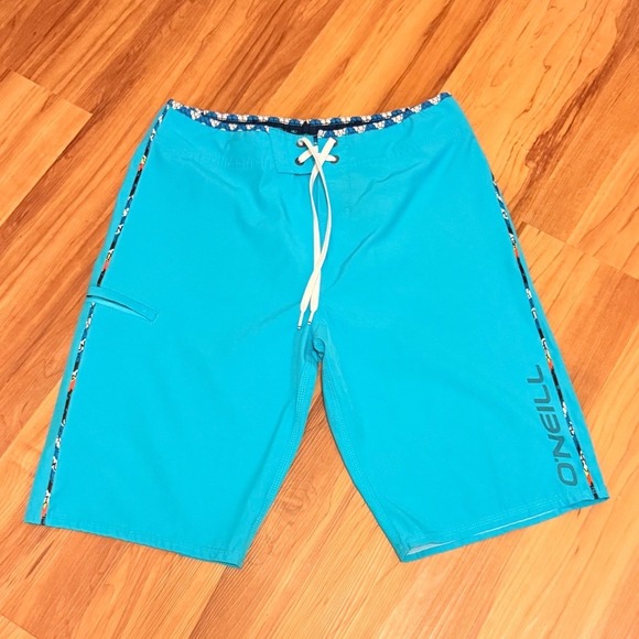 O'Neill Hybrid Swim Trunks Board Shorts Quick Dry Blue Accents Size 30 - Picture 2 of 3